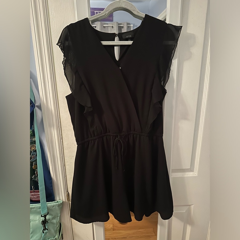 Black Ruffled Sleeveless Romper